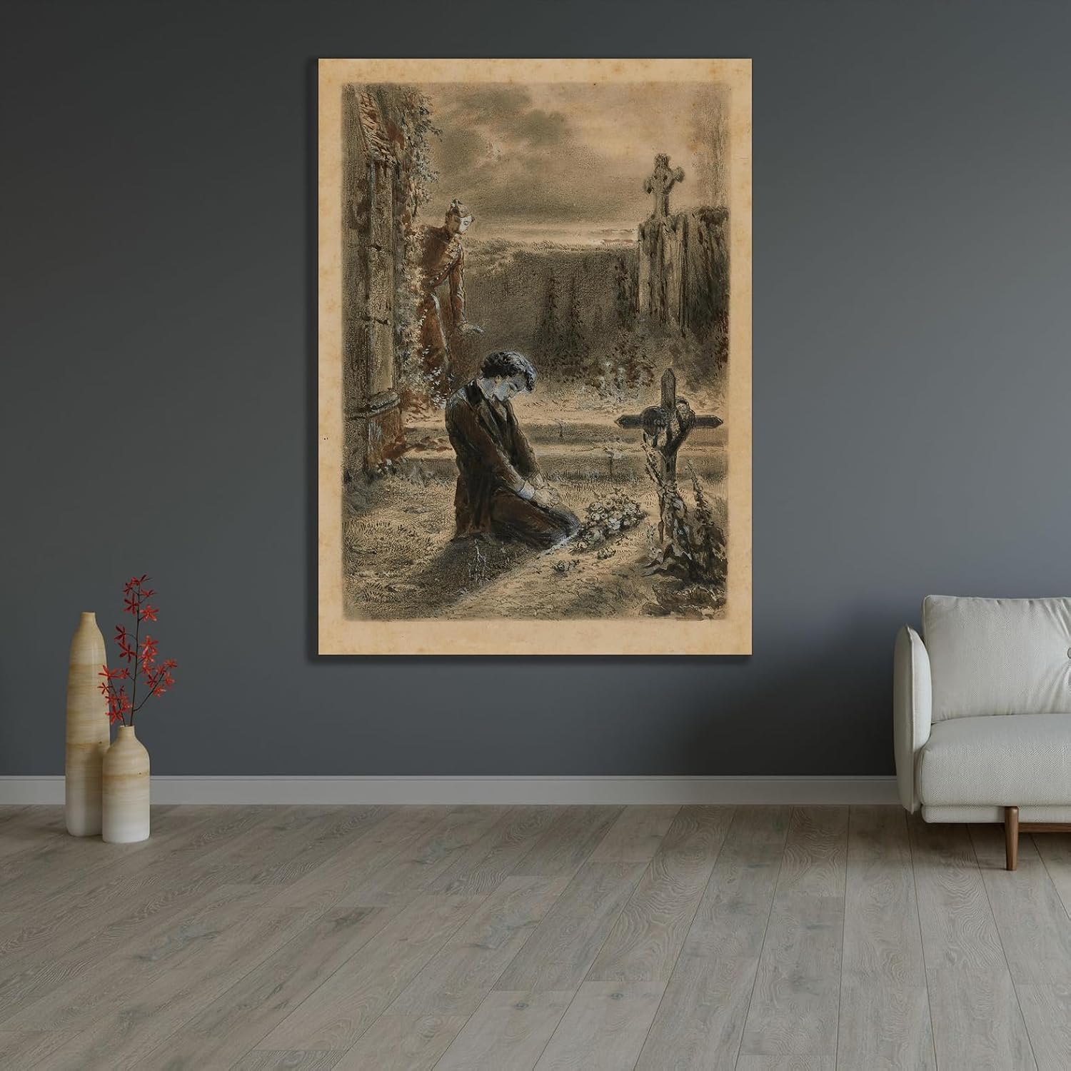 ArtDirect Marius at the Cemetery Some Cotillion (1865) Unframed Art Print Giclee Poster by Alphonse Marie De Neuville 7x10, 10x14, 15x20, 24x33, 35x48 and 44x60 Inches