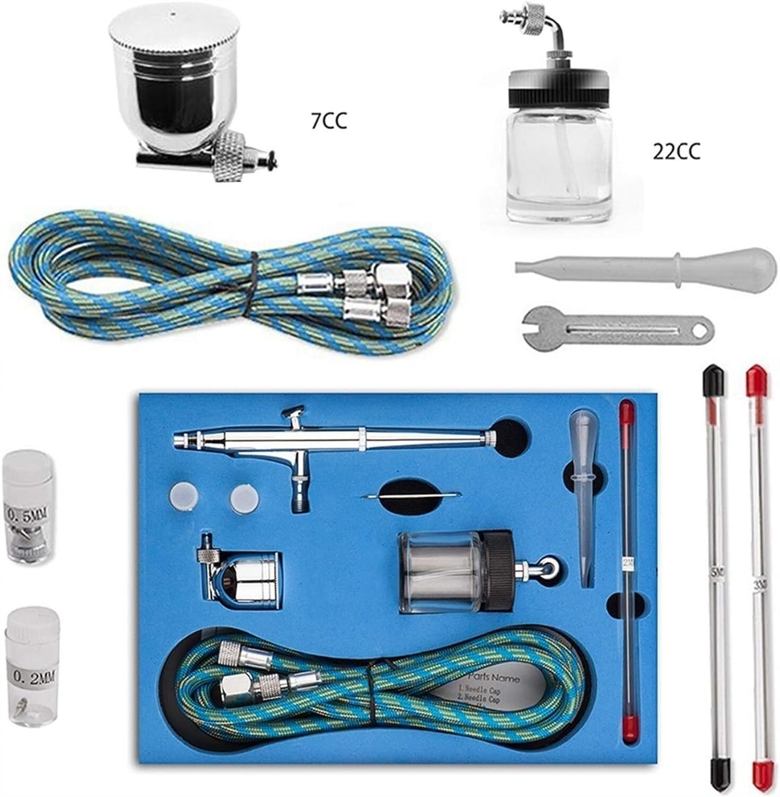 Opryskiwacz farby 0.2/0.3/0.5mm dysze Dual Action Airbrush zestaw kompresora powietrza 7cc/22cc kubek w sprayu aerograf do ręcznie robionych farb do ciast