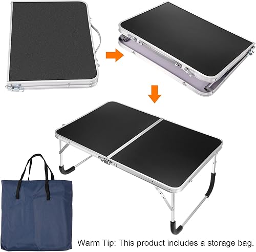Miniatura 3 de PATIKIL Mesa plegable para laptop, escritorio de regazo portátil, mesa de picnic, mesa de cama, aperitivos, escritorios de trabajo de lectura con