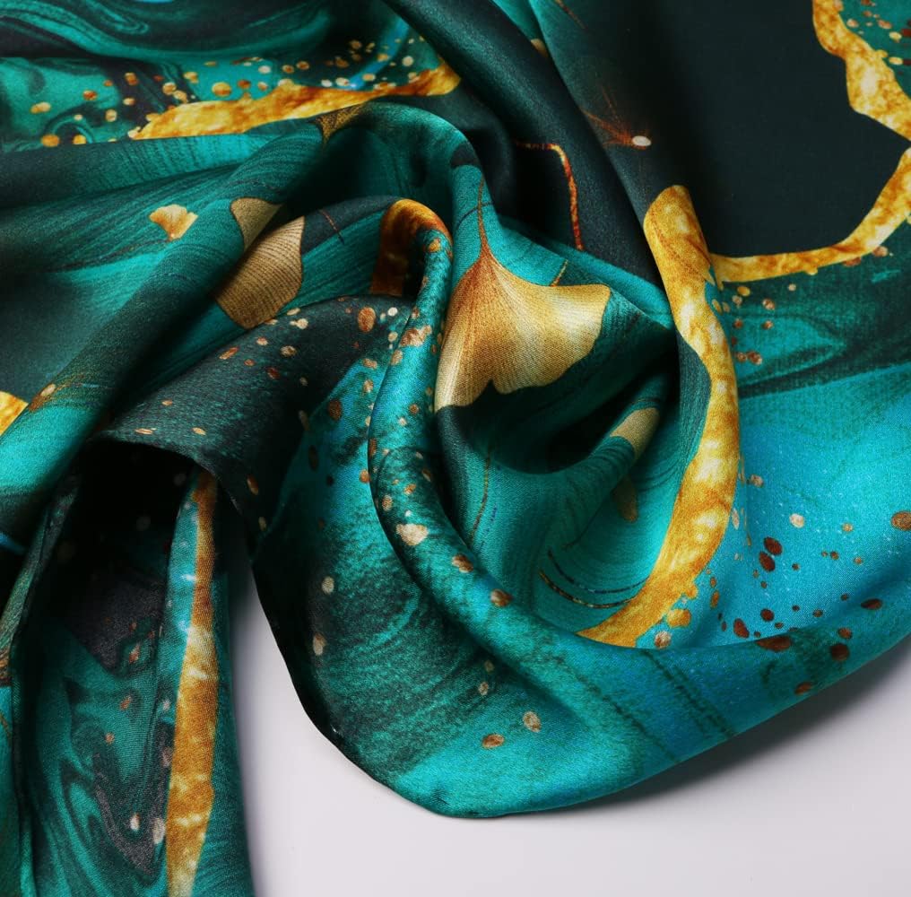 100% Mulberry Silk Scarfs for Women Floral Print Satin Long Scarf for Headscarf Hair Wraps Shawl with Gift Packed - Image 4