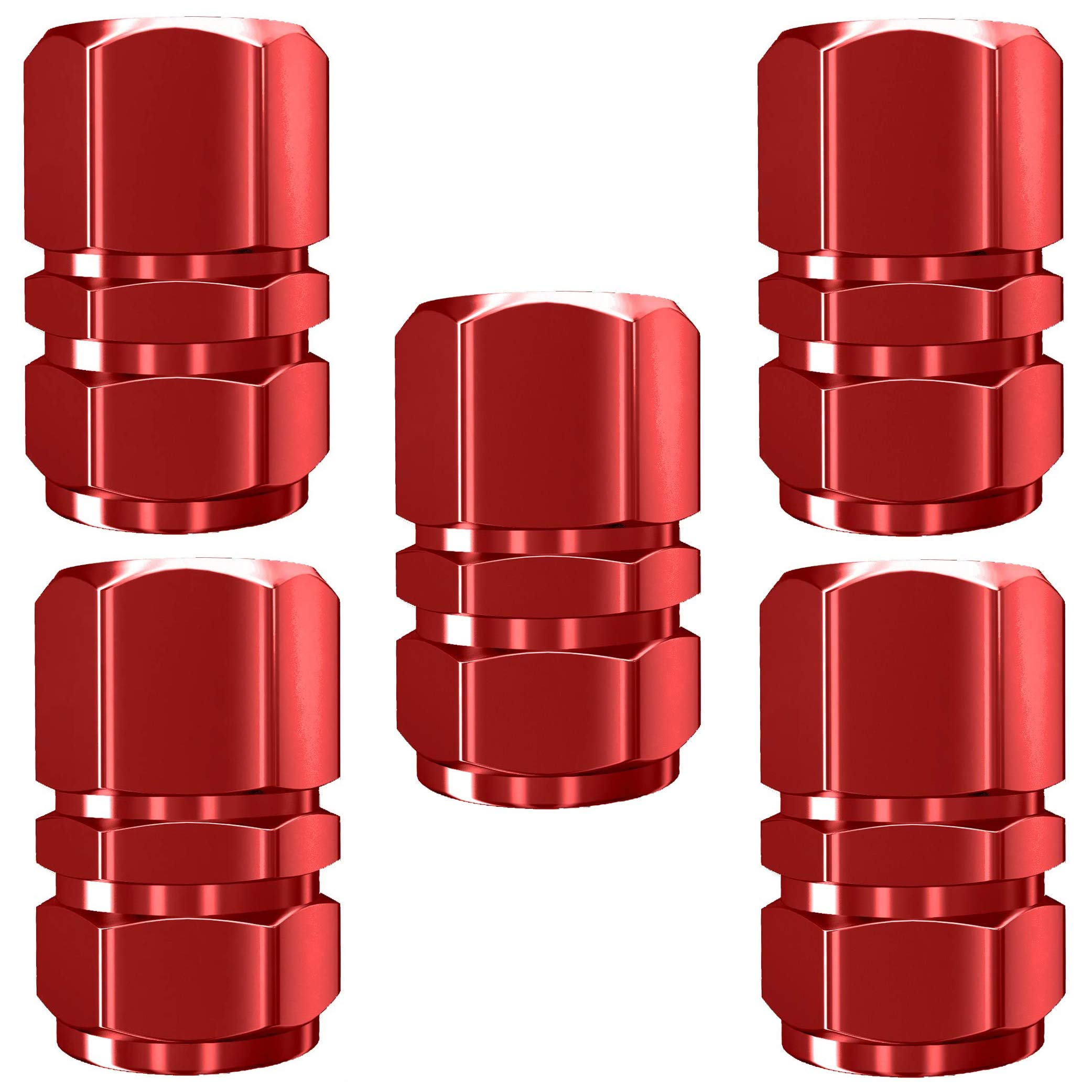 ACUTAS 5x Aluminum Car Wheel Universal Tire Stem Covers for Cars, SUVs, Bike and Bicycle, Trucks, Motorcycles Heavy-Duty Valve Cap (Red)