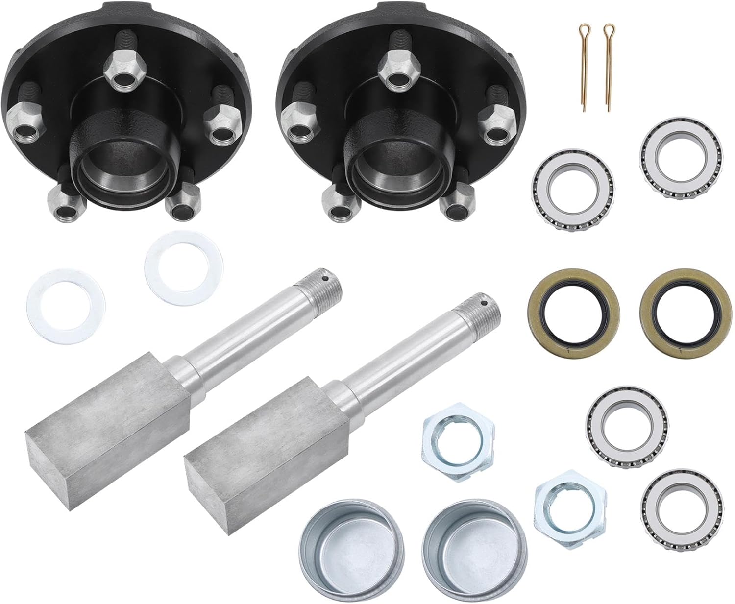 labwork 2 Sets 5 on 4.5 Inch Trailer Hub and Square BT16 Spindle with Trailer Bearing Kit