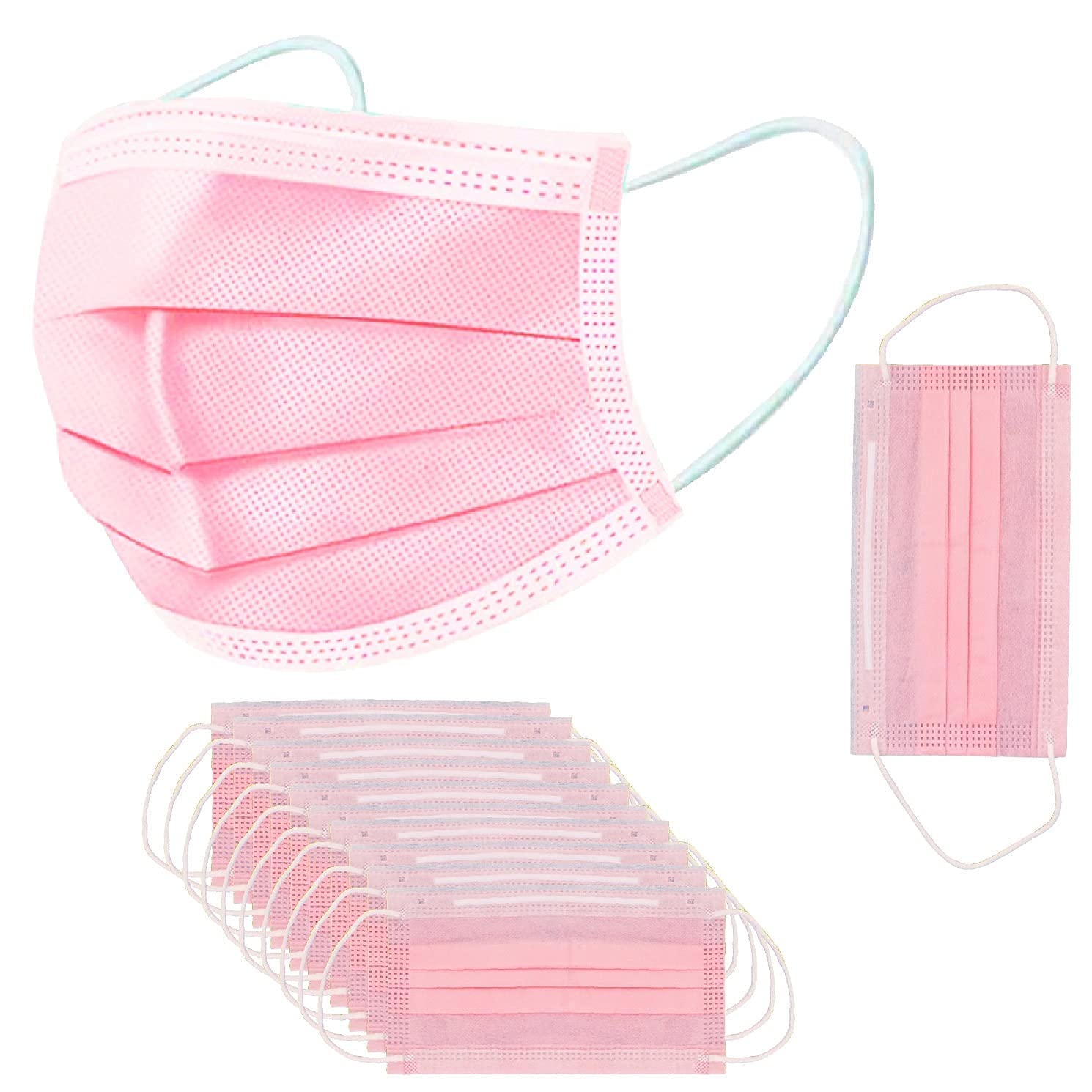 WELLSTAR� 3 Ply Disposable Face Masks Export Quality Non Woven Fabric Mask With 4 Layer Protection and Comfortable Nose Clip Pink Pack of 10-image-22