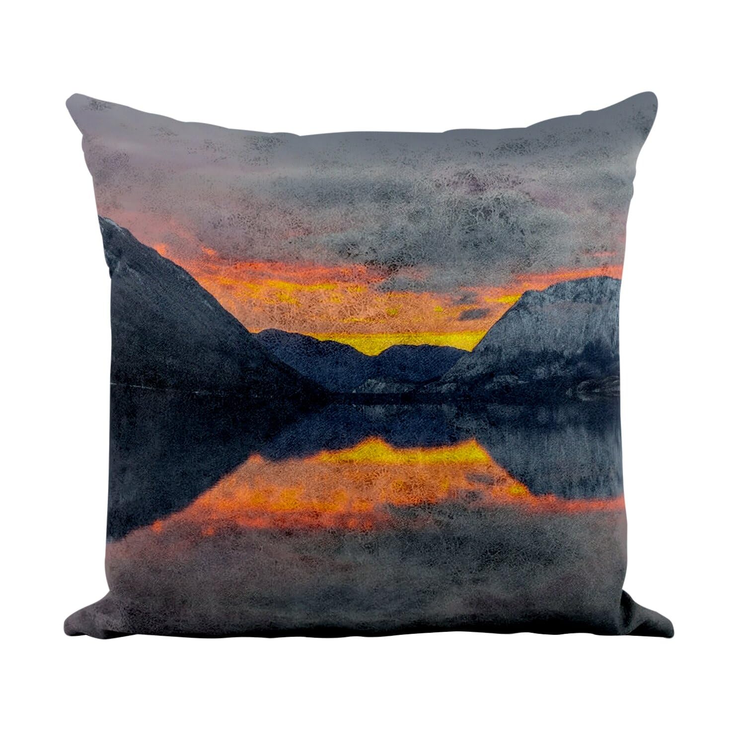 Coussin similicuir blanc paysage de montagne pour décorer votre salon