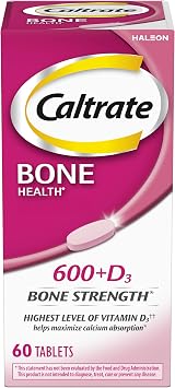 Caltrate 600 Plus D3 Calcium and Vitamin D Supplement Tablets, Bone Health Supplements for Adults - 60 Count