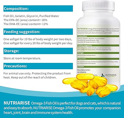 Miniatura 2 de Aceite de pescado Omega 3 para perros y gatos, suplemento de aceite de pescado para perros y gatos, suplemento para piel y pelaje para