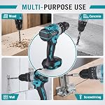 Brushless Cordless Impact Drill for Makita 18V Battery,1300 in-lb(150N.m) Torque,1/2" Driver Drill,Variable Speed Drill Driver Kit with 21-Torque Setting