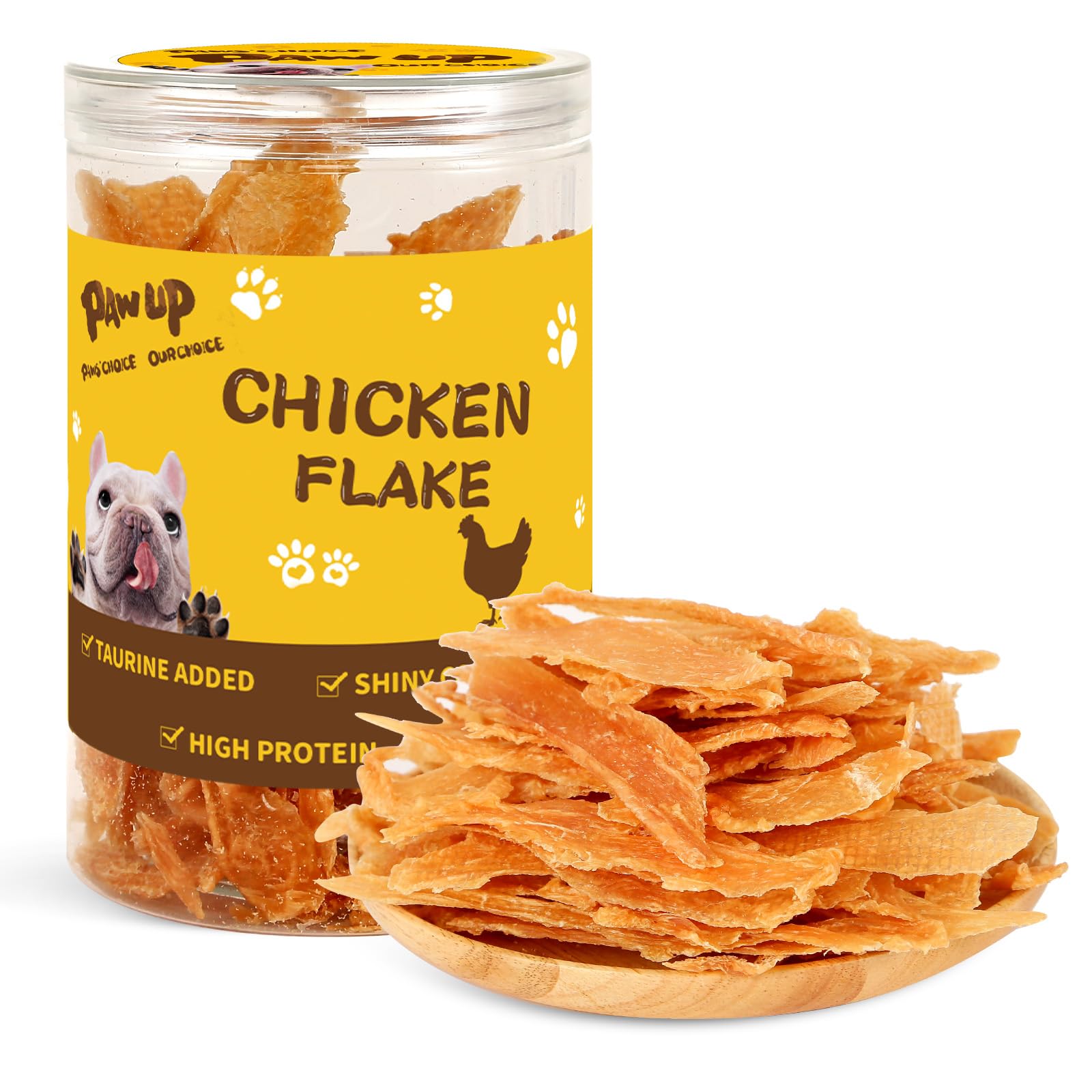 PAWUP Chicken Jerky Crisp Flakes for Dog Treats, 1% Taurine Added, 6oz (170g), Chip Jerky, High Protein Chicken Dog Training Rewards, Rawhide-Free,