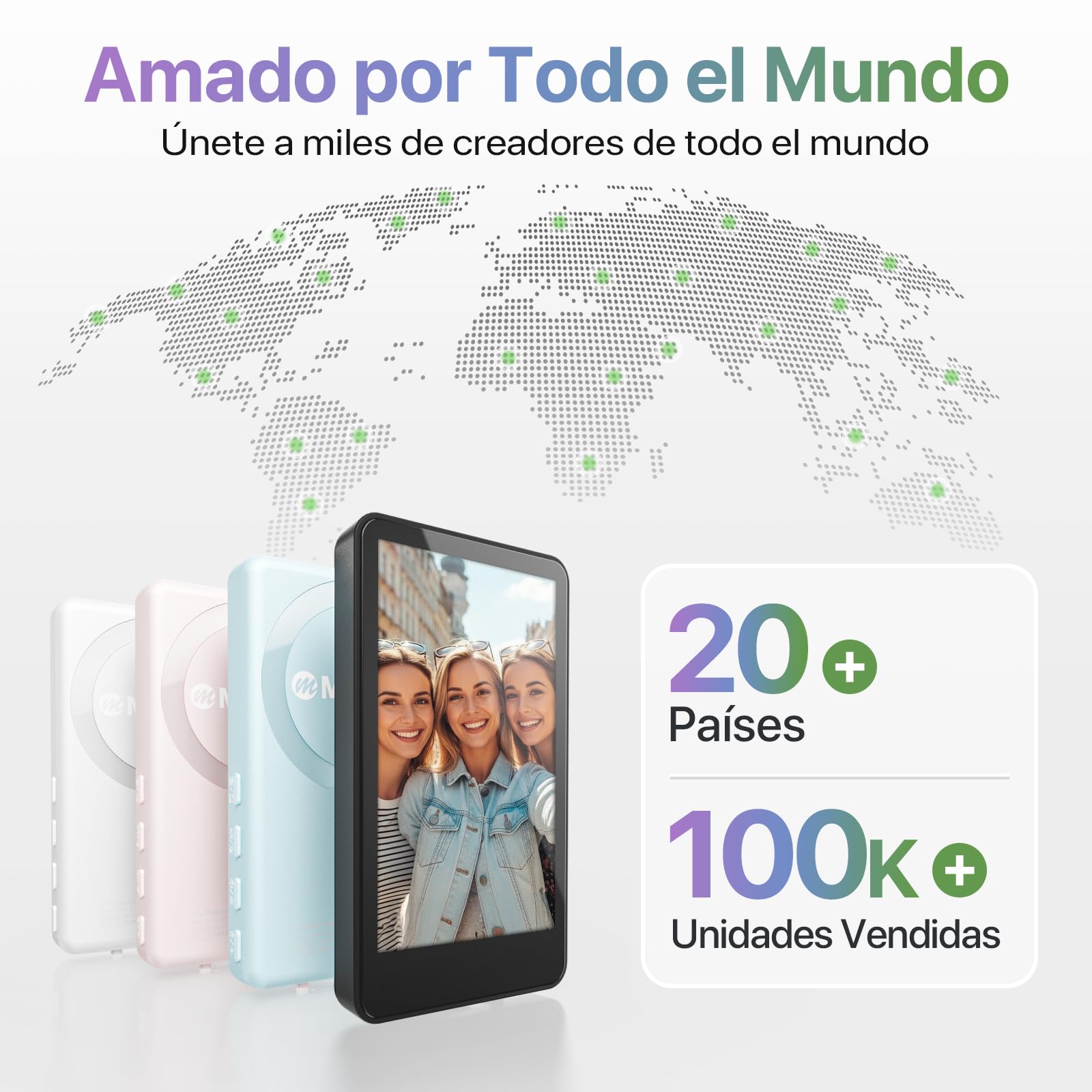 Moman Pantalla de Monitor Selfie 3,97" Inalámbrica Magnética para Móvil | Compatible con iPhone 7-17 y Android, 4K/1080p, 50m, Vista Previa en Tiempo Real para Vlog TikTok y Live - Blanco