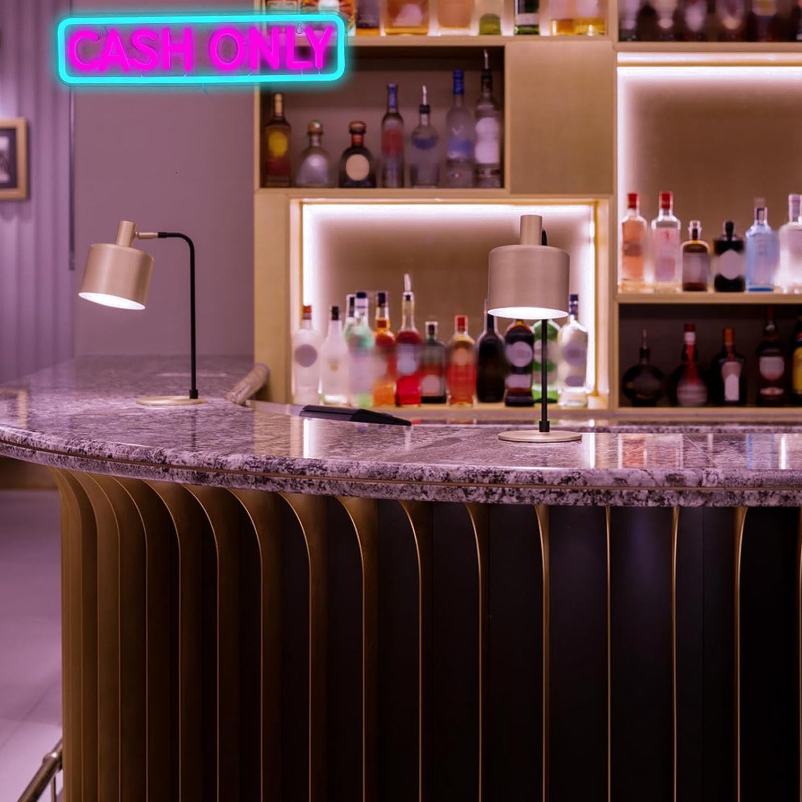 Insegna Al Neon Contanti per Affari Che Migliora L'atmosfera per il Bar del Negozio Dell'hotel, Materiale in Morbido Silicone Bianco, 16,5x4,3 Pollici