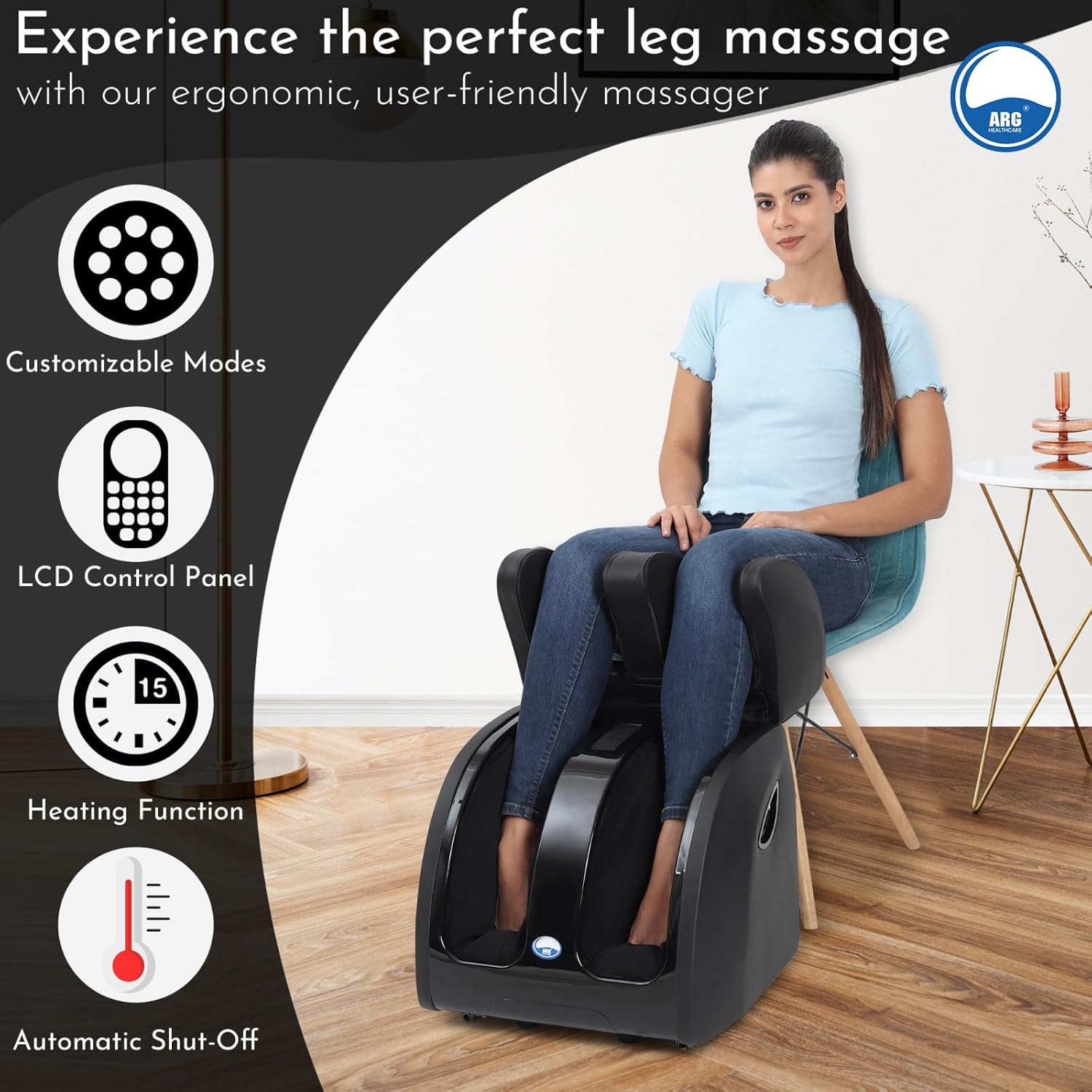 Arg Healthcare C30 leg massage vibration, air compression, roller and heating therap