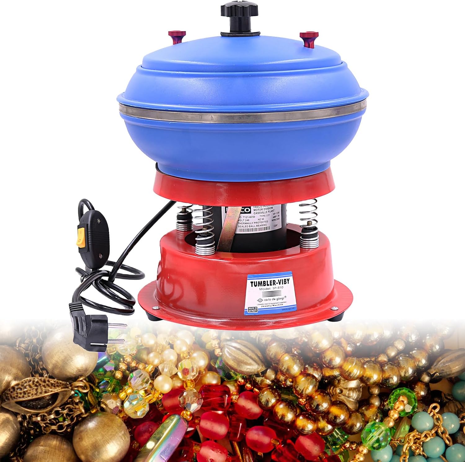 8in Vibrating Polisher, 3.5L Tumbling Polishing Machine, Professional Rock Tumbler Kit, Electric Vibrating Tumbler for polishing Small Metal Parts and Jewelry, Low Noise