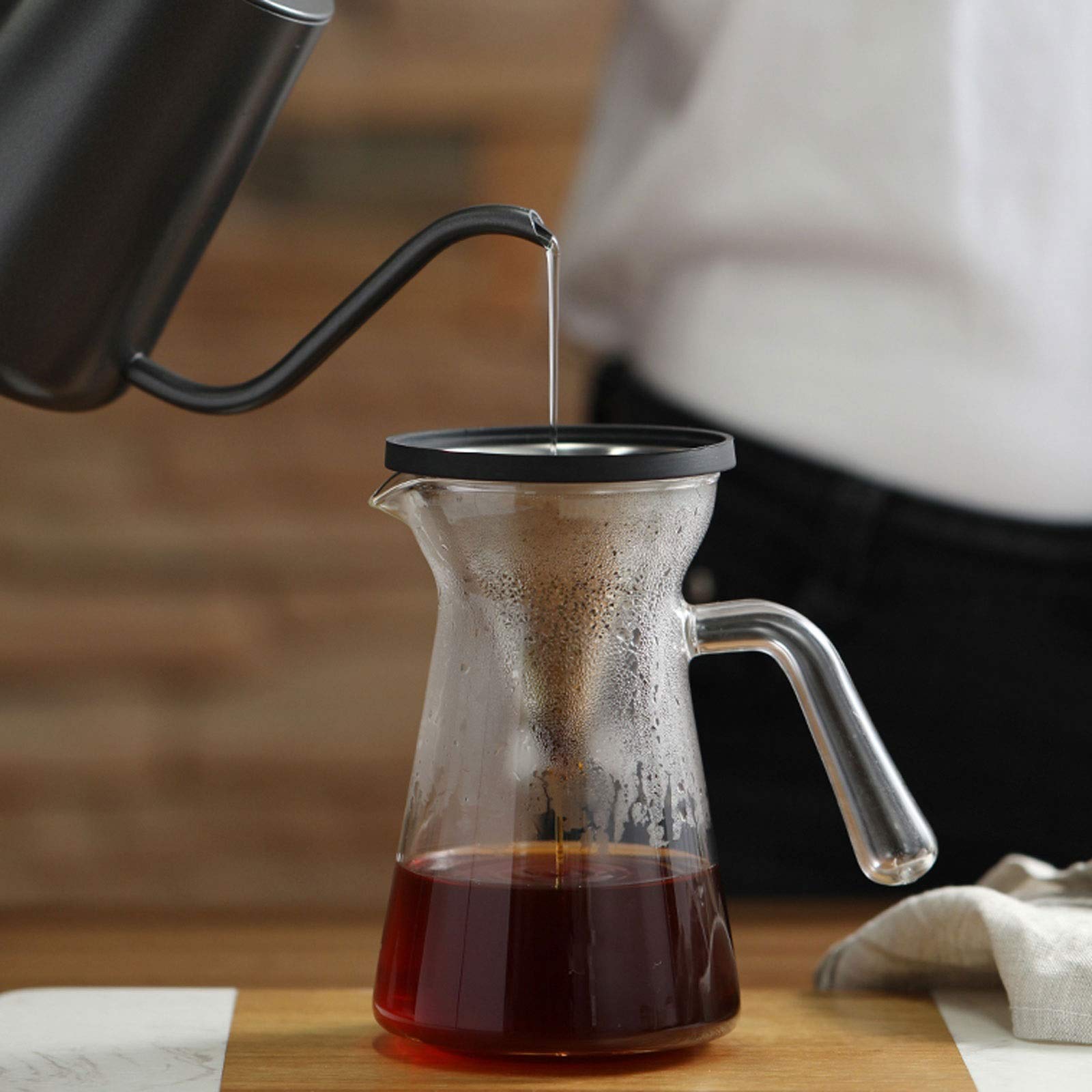 Dzbanek do kawy ręcznie używany zestaw garnków do kawy, filiżanka filtrująca, garnek do kawy, dzbanek ze stali nierdzewnej, 360 ml, zaparzacz do kawy (kolor: biały)
