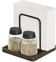 Mkono Farmhouse Wooden Napkin Holder - Rustic Table Dispenser for Kitchen Dining, Spice Organizer Storage, Brown