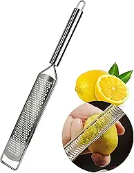 Ralador Zester 2 Faces em Aço Inox Premium – Utensílio de Cozinha Multiuso para Ralar Queijo, Casca de Limão, Gengibre, Noz-Moscada, Chocolate, Coco e Especiarias Secas, Leve e Durável