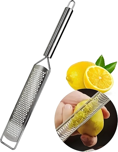 Ralador Zester 2 Faces em Aço Inox Premium – Utensílio de Cozinha Multiuso para Ralar Queijo, Casca de Limão, Gengibre, Noz-Moscada, Chocolate, Coco e Especiarias Secas, Leve e Durável
