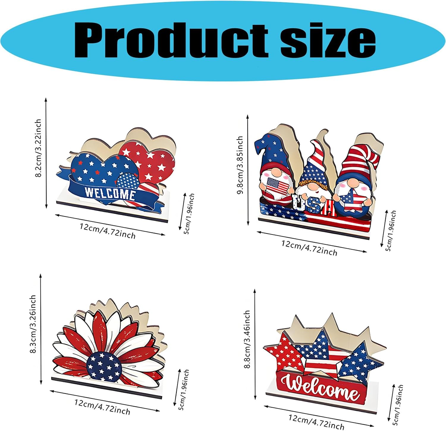 4PCS Wooden Tissue Paper Dispenser Set Featuring Festival Independence Day Pattern for Kitchen and Workspaces Natural Wood Paper Holder