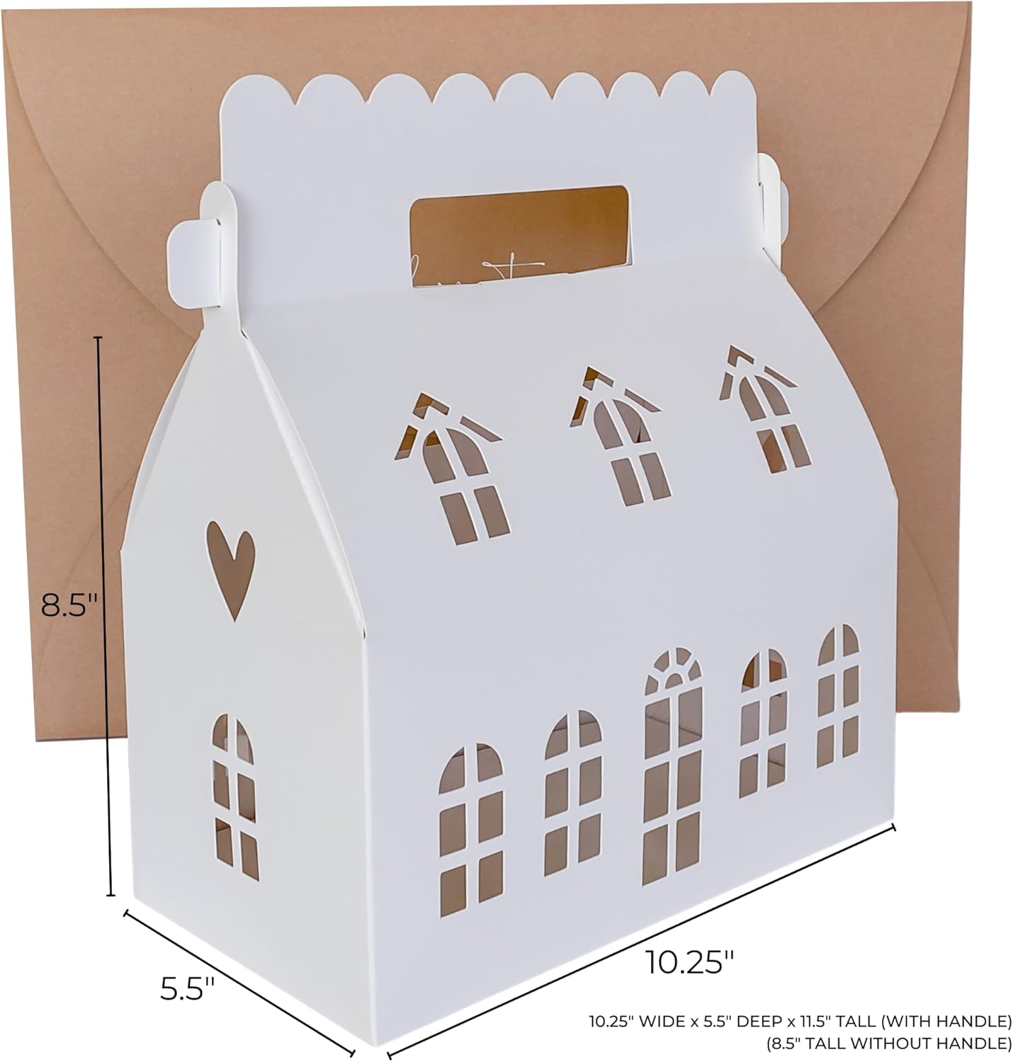 10 Pcs Large Mansion House Shaped Gift Boxes for Treats, Dessert, Fancy Cookie, White Gable Bakery Packaging