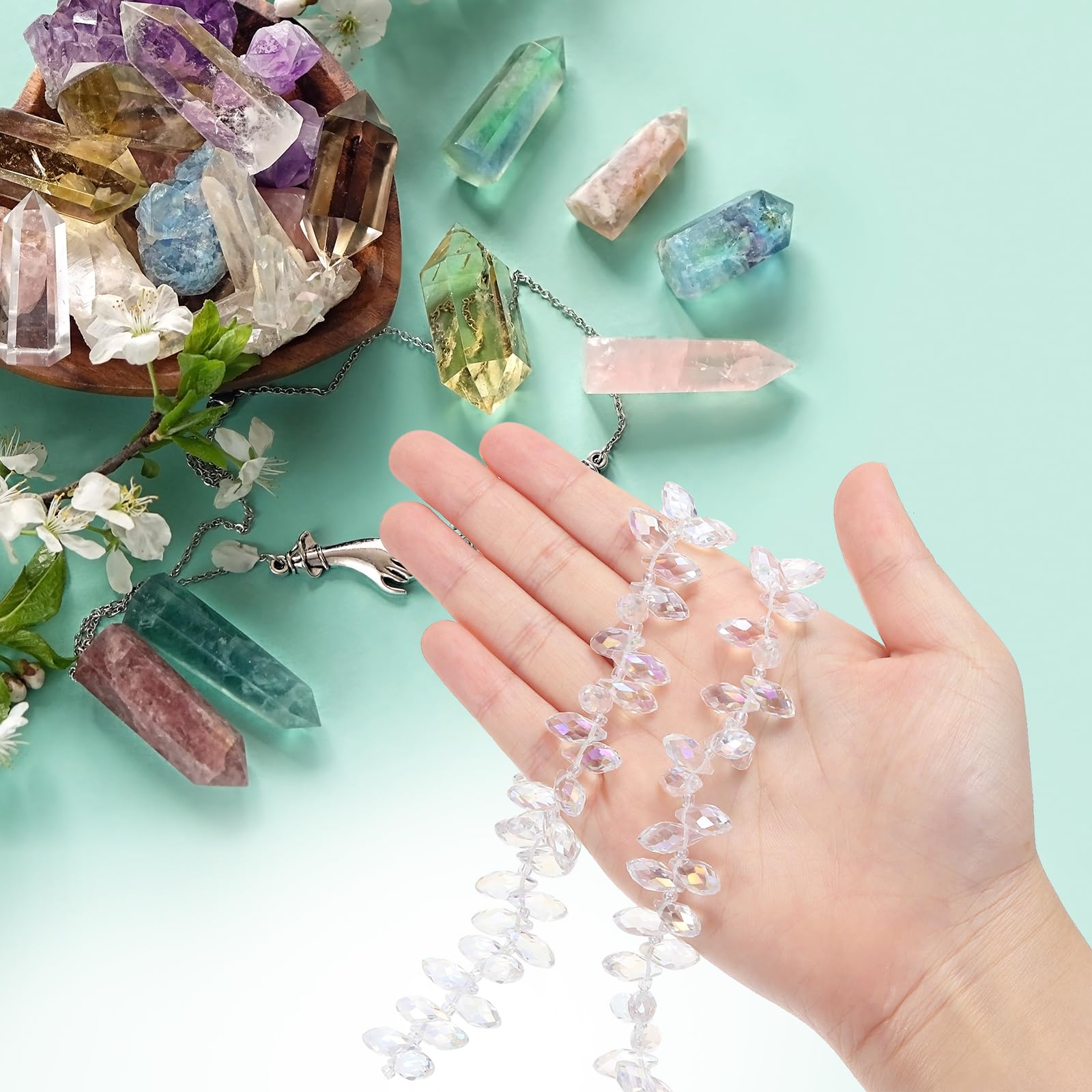 PATIKIL 2 Strands 180-190Pcs Teardrop Crystal Beads - Image 3
