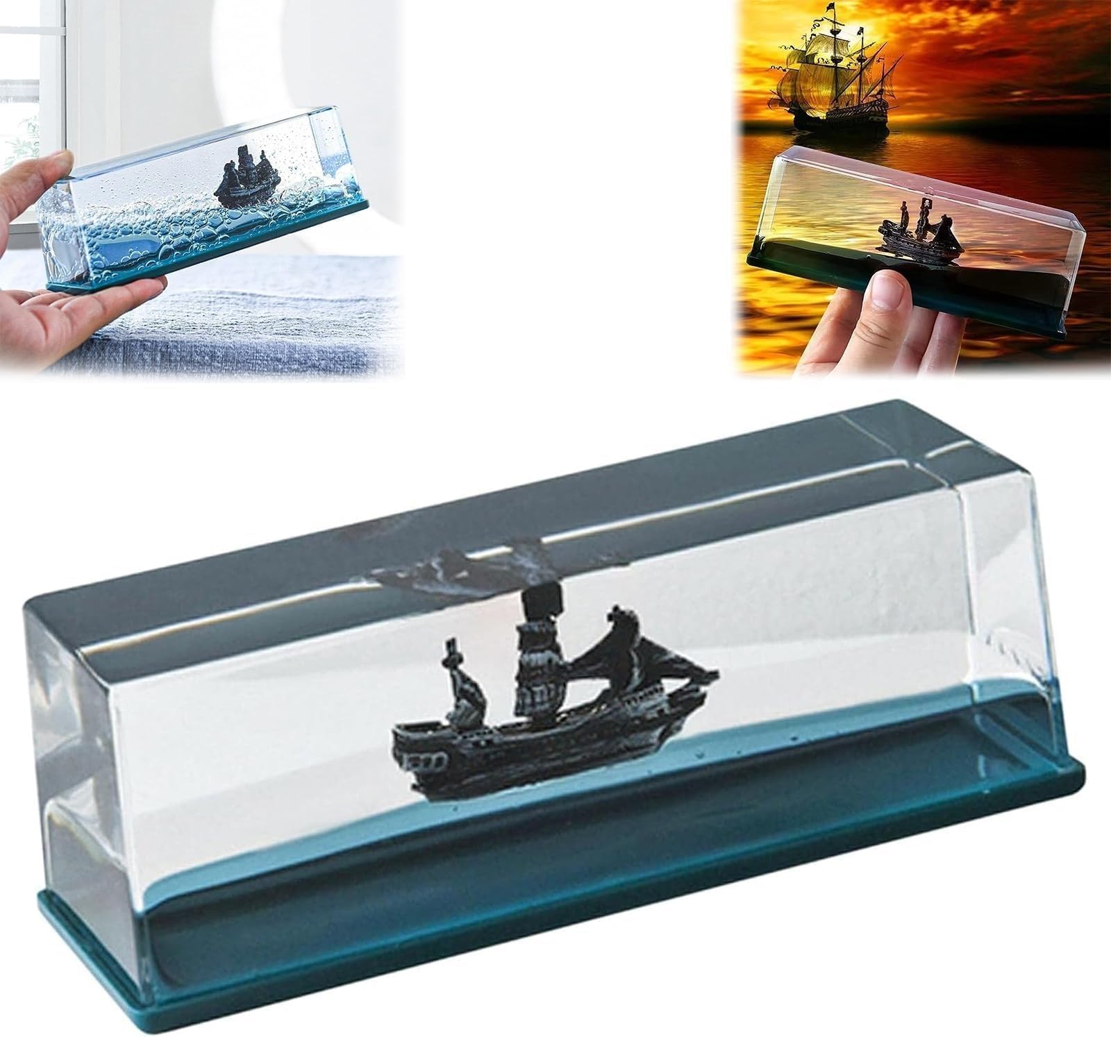Ship Fluid Drift Bottle, Unsinkable Boat In A Box, Titanic Cruise Model Liquid Wave Decoration, That No Longer Sinks Toy (C)