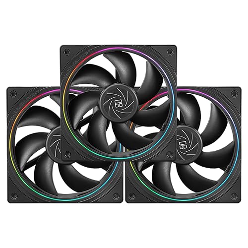 Thermalright TL-S12 CPU Fan 120mm Case Cooler Fan Comes with ARGB Lighting Effect,PC PWM Silent Computer Fan with 1500RPM Speed, CPU Cooling Fan Black(Black,3-Pack) - BLACK