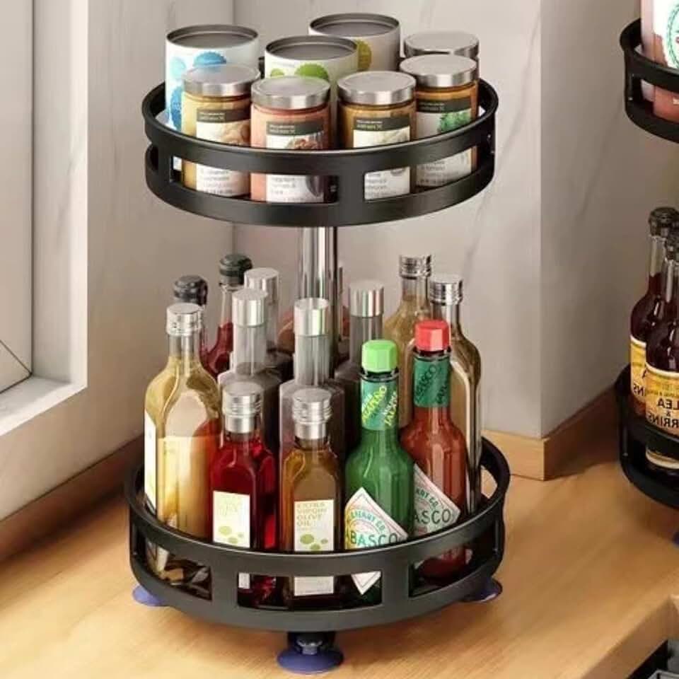 Organizador Giratório Rotativo 360° de Bancada Multifuncional - Rack Ideal Para Cozinha, Porta Temperos, Condimentos, Maquiagem