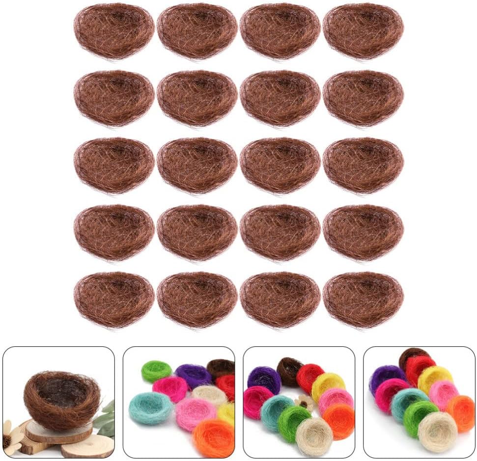 Healeved 20Pcs Artificial Birds Nest Decoration for Crafts Handmade Bird Nests for Garden Home Party and Easter Decor