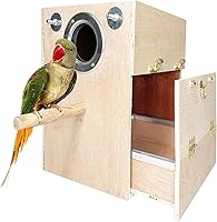 Vista 1 de kathson Caja de anidación de periquitos de madera, nido de cría de pájaros, loros, casa de apareamiento, pajarera, jaula de periquitos, accesorios