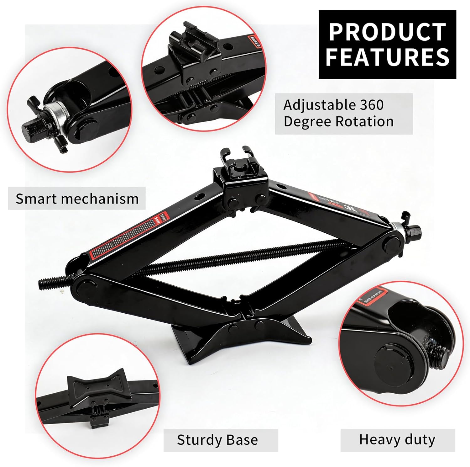 Scissor Jack Car Jack Kit 3 Ton (6614 lbs) Tire Changing Kit with Lug Wrench Suitable for Sedans, SUVs, and MPVs