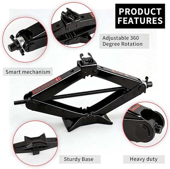Scissor Jack Car Jack Kit 3 Ton (6614 lbs) Tire Changing Kit with Lug Wrench Suitable for Sedans, SUVs, and MPVs