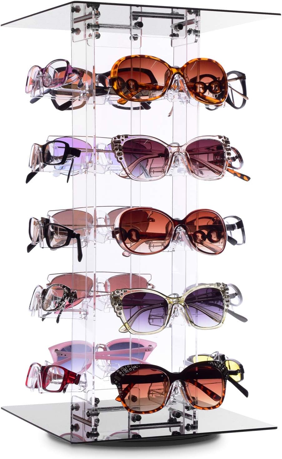 MOOCA Premium Acrylic Rotating Sunglasses & Eyewear Holder Display Sunglasses Organizer Stands Rack, 20 Frames
