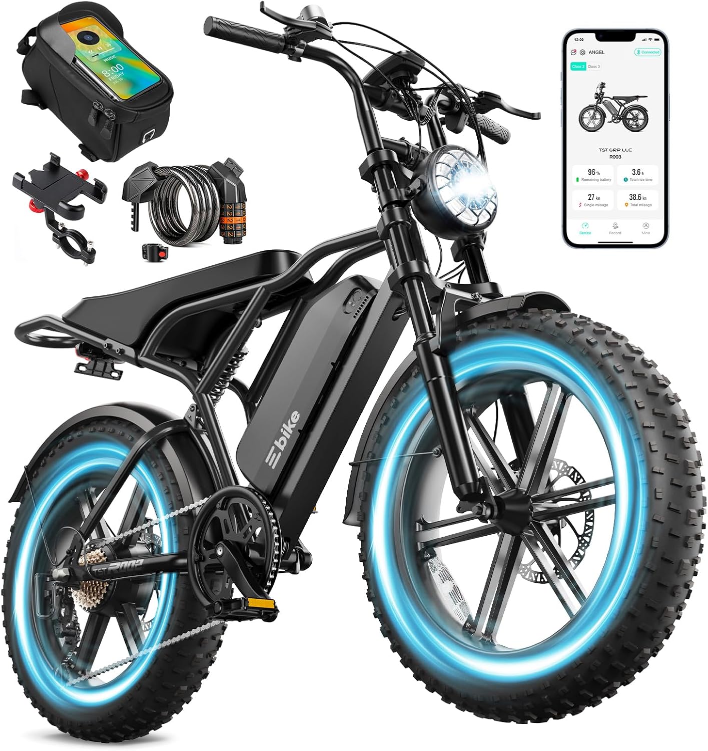 TST Electric Bike for Adults, 48V 15Ah Battery for Urban Cycling, Fat Tire