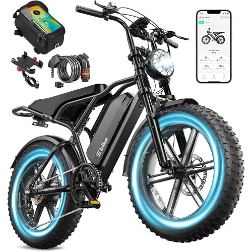 TST Electric Bike for Adults, 1500W Peak Motor 60 Miles Fat Tire Ebike with 48V 15Ah Removable Battery 20" Fat Tire Electric Bike, Full Suspension and 7-Speed