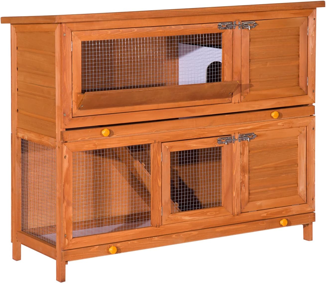 PawHut 48Inch Large Wooden Pet Rabbit Hutch and Run Hutches Cage