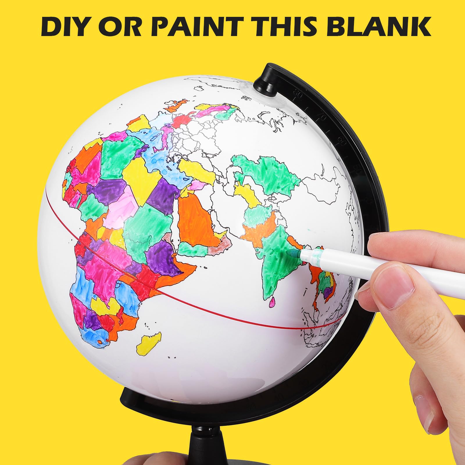 Alipis Mappamondo Bianco da Colorare Fai da Te in Pvc, Globo Incompiuto Cancellabile per Decorazione Artistica da Scrivania o Auto