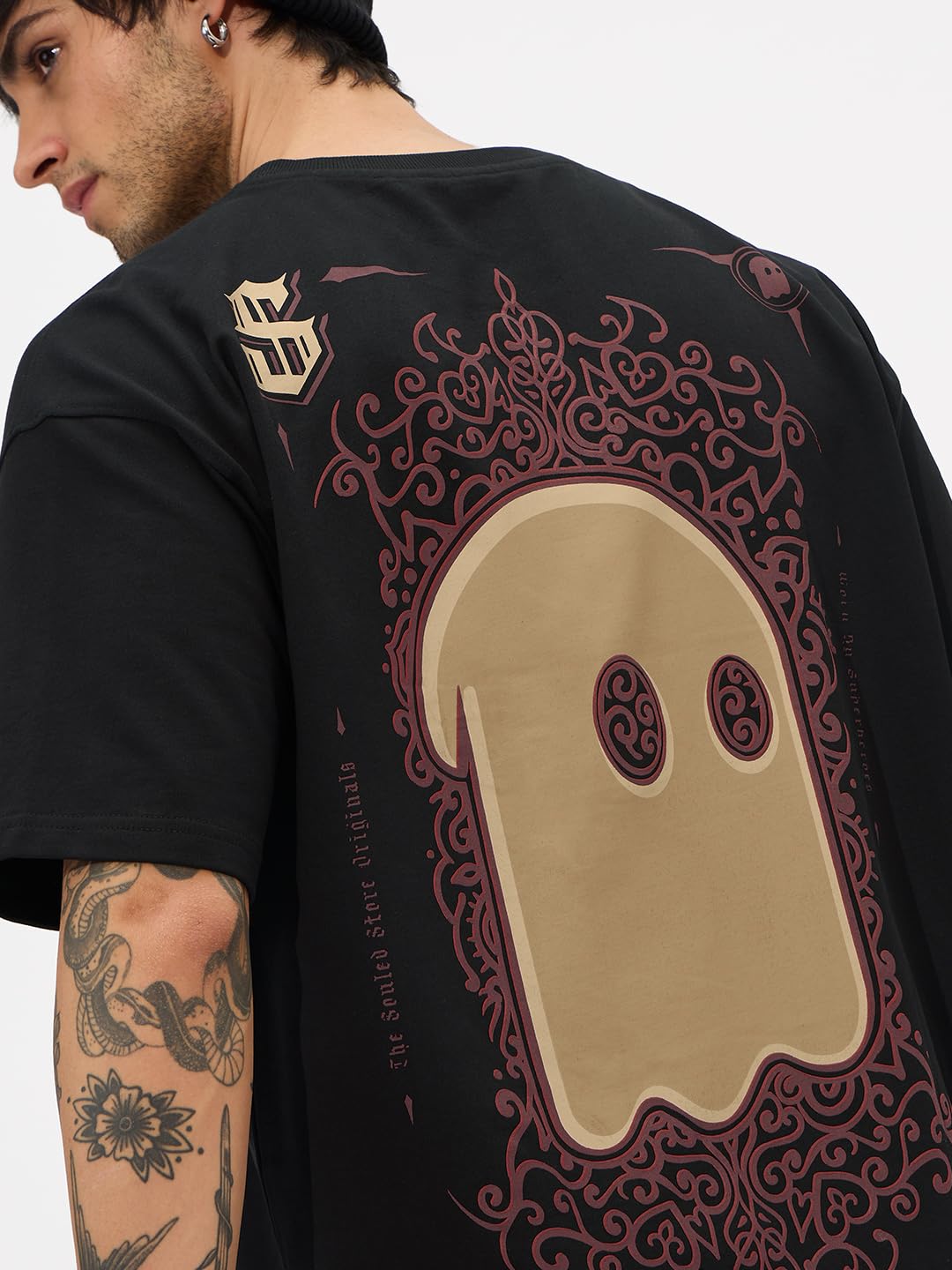The Souled Store The King T-Shirt für Herren und Jungen, kurzärmelig, Rundhalsausschnitt, Baumwolle, Oversize, Schwarz