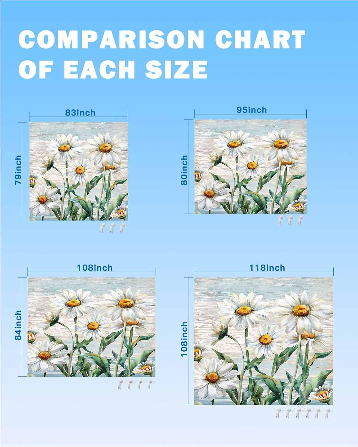 Blossom Daisy Floral Green Leaves Beach Blanket Waterproof Sandproof Outdoor Picnic Mat 83"x79" Watercolor Garden Flower Art Lightweight Large Beach Blankets with 4 Stake & 4 Corner Pockets