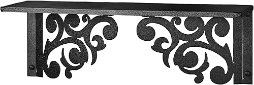 Miniatura 6 de Touch of Class Noble Scrolls - Estante de pared de metal | Bronce | Diseños de desplazamiento | Estantes de exhibición para dormitorio, sala de