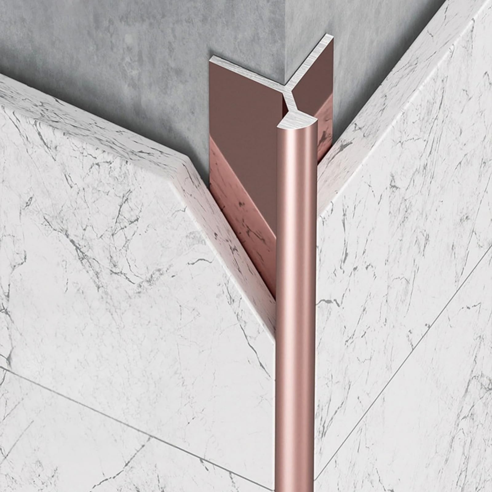 Profilé De Finition pour Carrelage en Aluminium – Cornière D’Angle Universelle pour Carreaux 5–15 Mm, 100 Cm X 3 Pièces, pour Usage Résidentiel Et Commercial(Rose Gold,A)