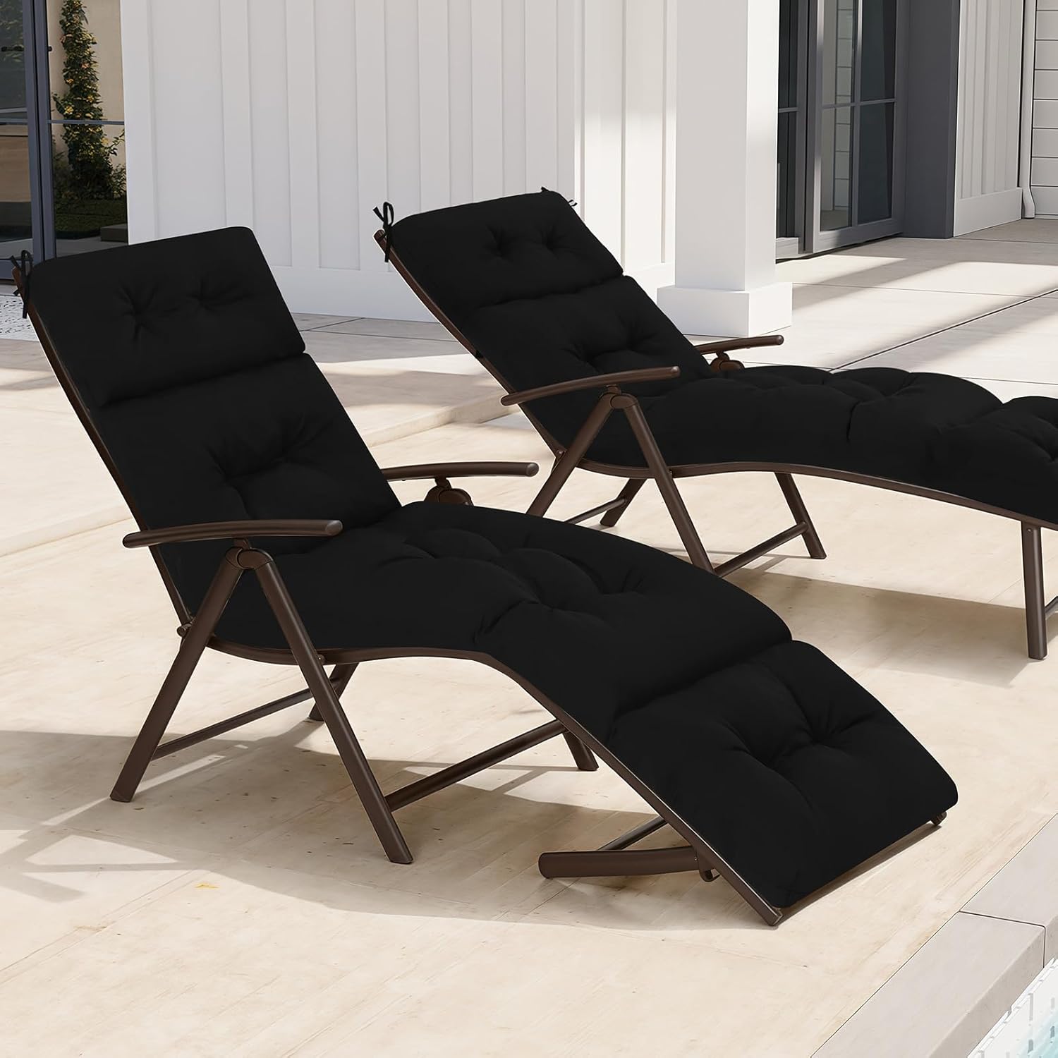 Chaise Lounge Cushions Outdoor, Lounge Chair Cushion for Patio Furniture Waterproof Replacement for Lawn Pool 74in.L x 21in.W x 5in.D, Black