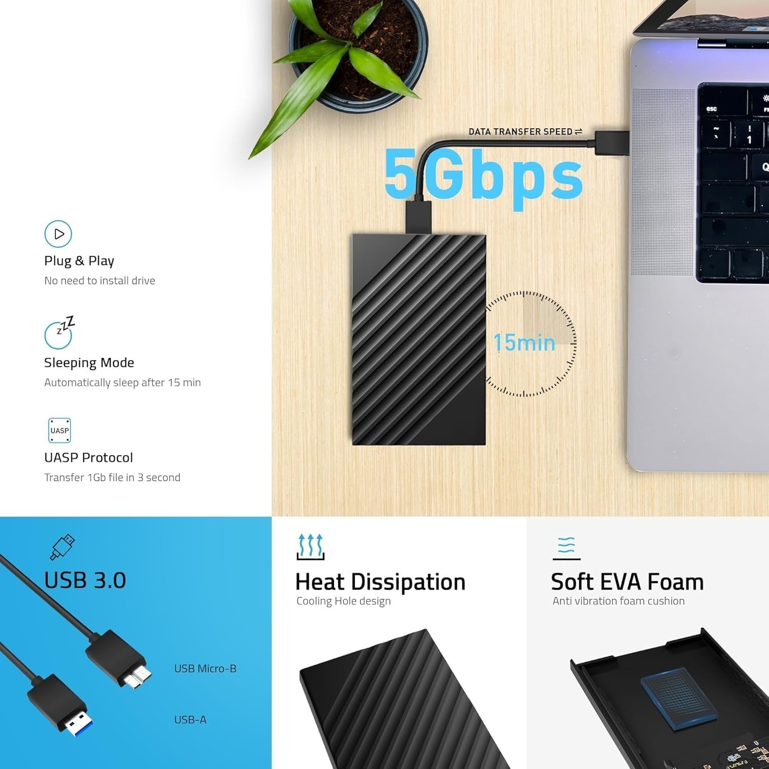 500GB Portable Hard Drive - USB 3.0 -3