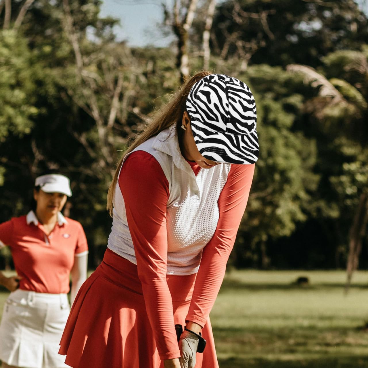 VALICLUD Cow-Stripe Baseball Cap Zebra Print Peaked Cap Cotton Linen Peaked Hat Outdoor Sun Hat for Women Girls White - Image 2