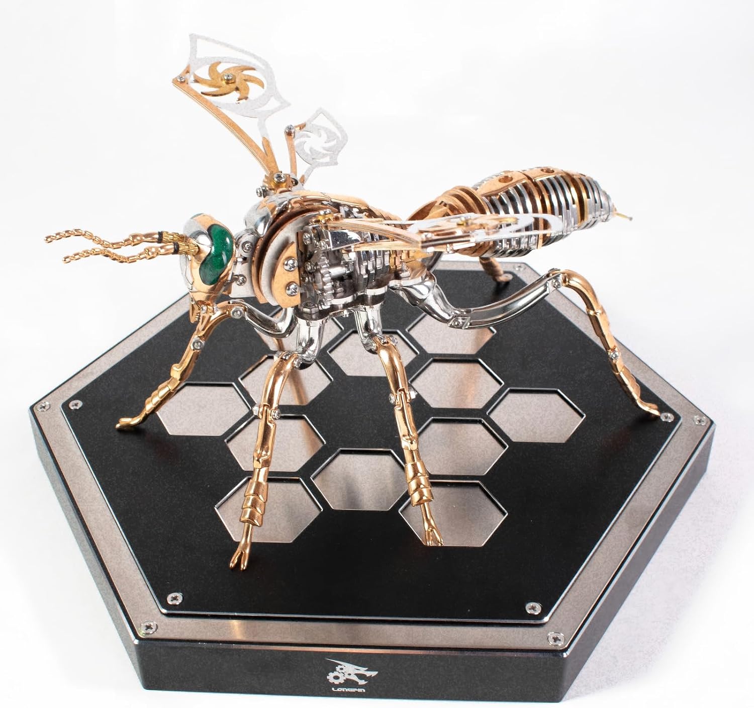 Hexagonal Metal Display Base - Sturdy Stand for Collectible Metal Models, Ideal for Mechanical Figures & Artistic Miniatures