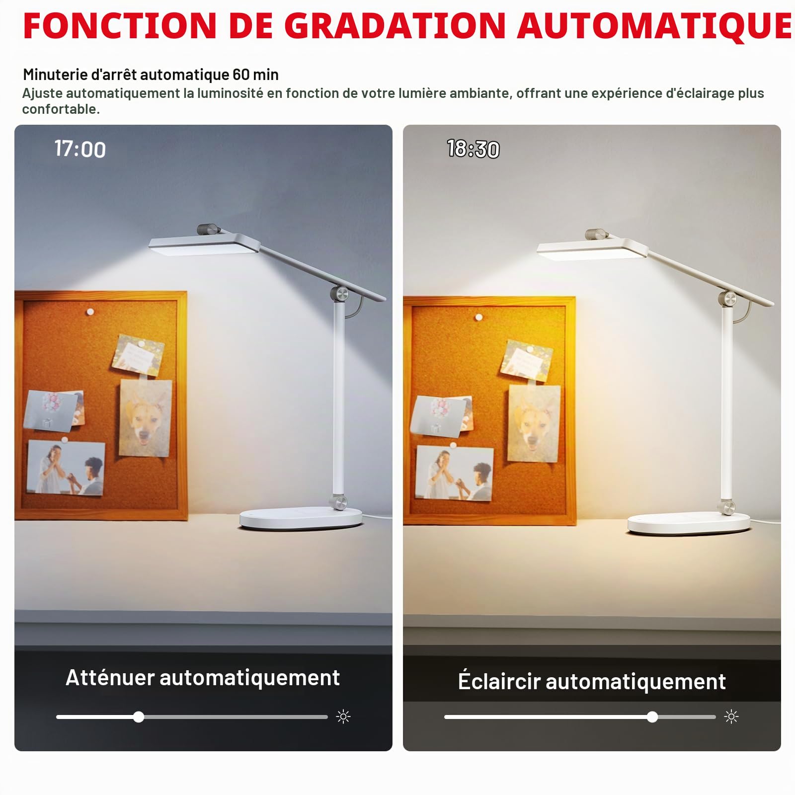 Honeywell HWT-H4 Lampe de Bureau LED, Protection des Yeux, Réglable | 108 LED Sunturalux, CRI≥97, sans scintillement, 3 températures de couleur, 5 niveaux de luminosité, minuterie 60 min
