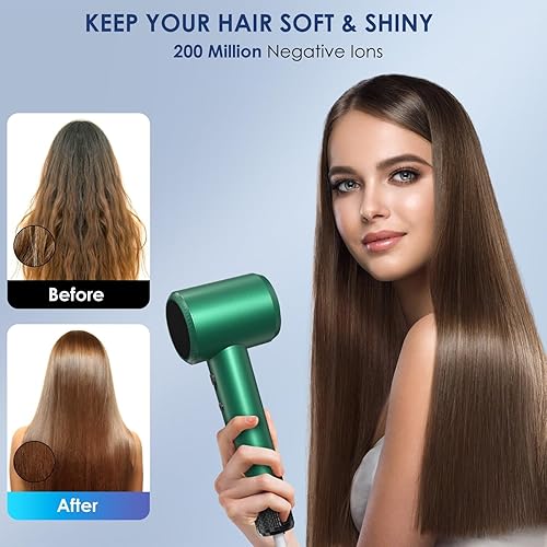 Miniatura 3 de Secador de pelo profesional, 150000 RPM de alta velocidad, iónico negativo para secado rápido y cuidado del cabello. Bajo ruido, 4 temperaturas2