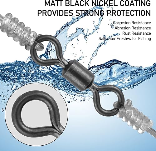 Miniatura 6 de Alwonder Barril de pesca giratorio 20  50 unidades giratorias de pesca giratorias de agua salada, aparejos de pesca resistentes de acero inoxidable
