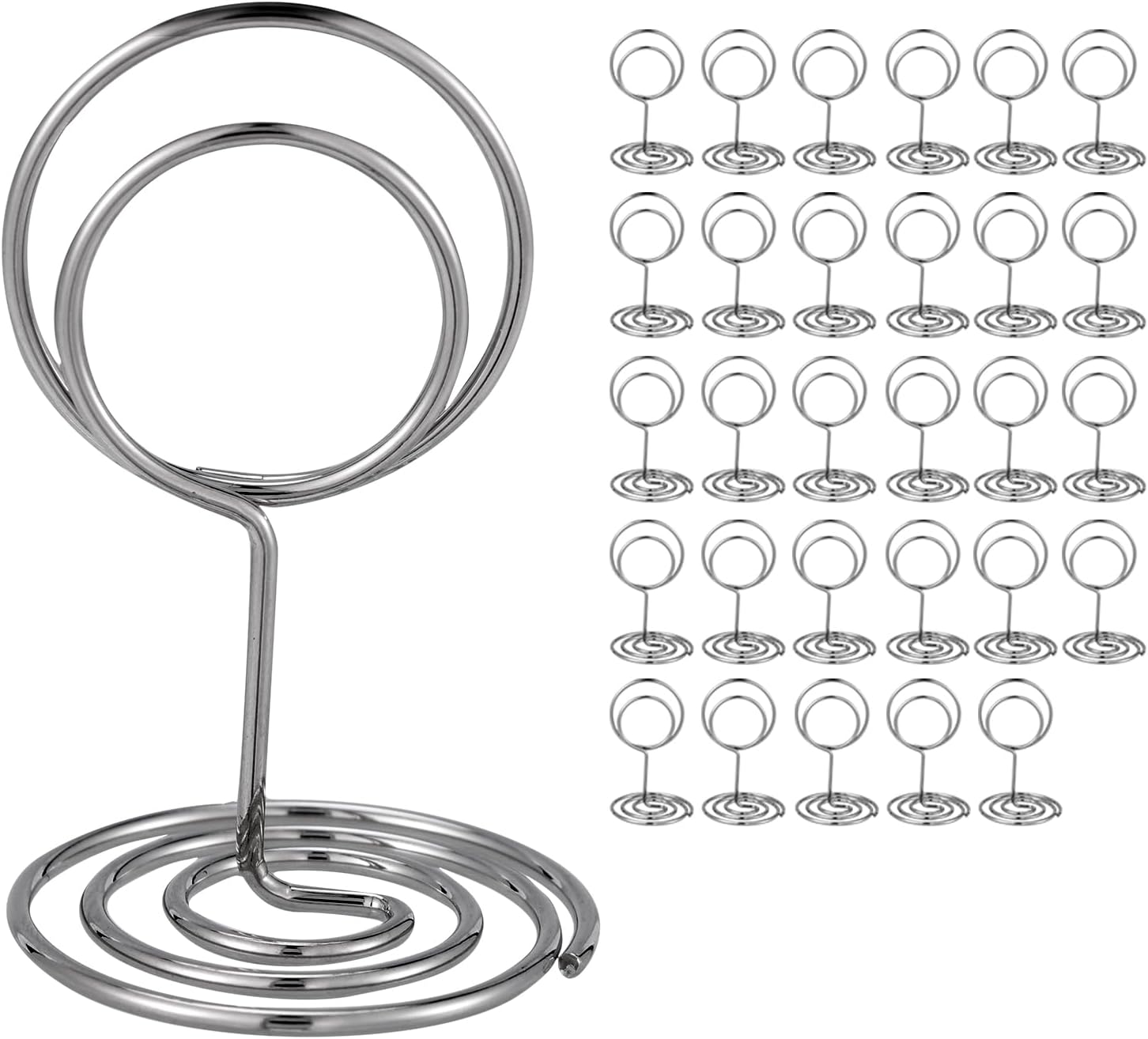 UMETDO 30PCS Table Number Holders Place Card Holder - Photo Holders for Tables, Cards Stand Name Menu Clips, Table Sign Holders for Wedding Anniversary Birthday Party, Silver