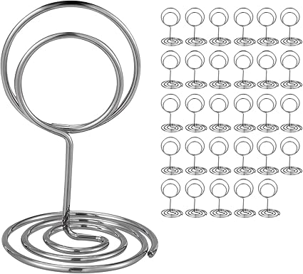 30PCS Table Number Holders Place Card Holder - Photo Holders for Tables, Cards Stand Name Menu Clips, Table Sign Holders for Wedding Anniversary Birthday Party, Silver