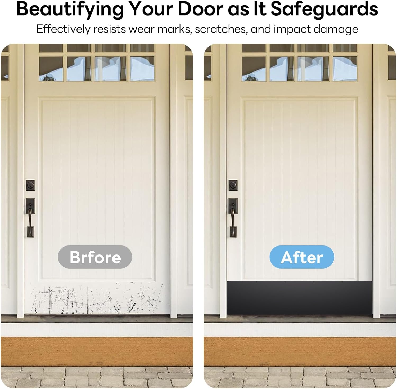 Metal Door Kick Plate for Bottom of Door, 6 x 34 Inches Strike Plates with Screws, Exterior/Interior Door Protection Plate, Door Plate for Decor Avoid The Door from Kicking