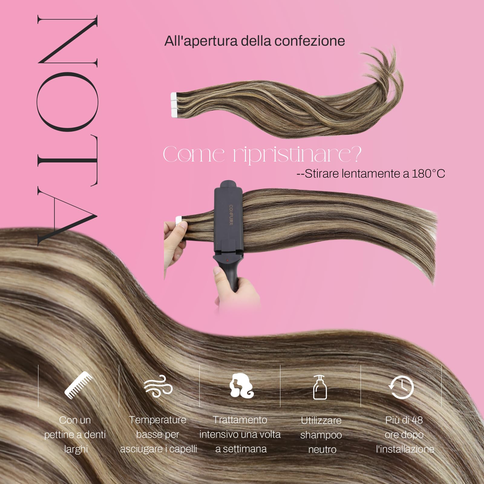 Moresoo Extension Adesive 30 e 35 cm #P4/27 Capelli Veri Bundle